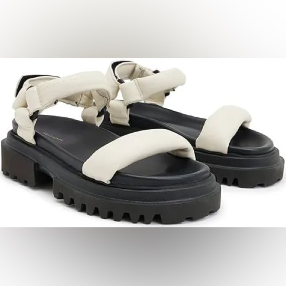 All Saints Helium leather lugsole sandal. Clean, no flaws. Worn once. Like new.